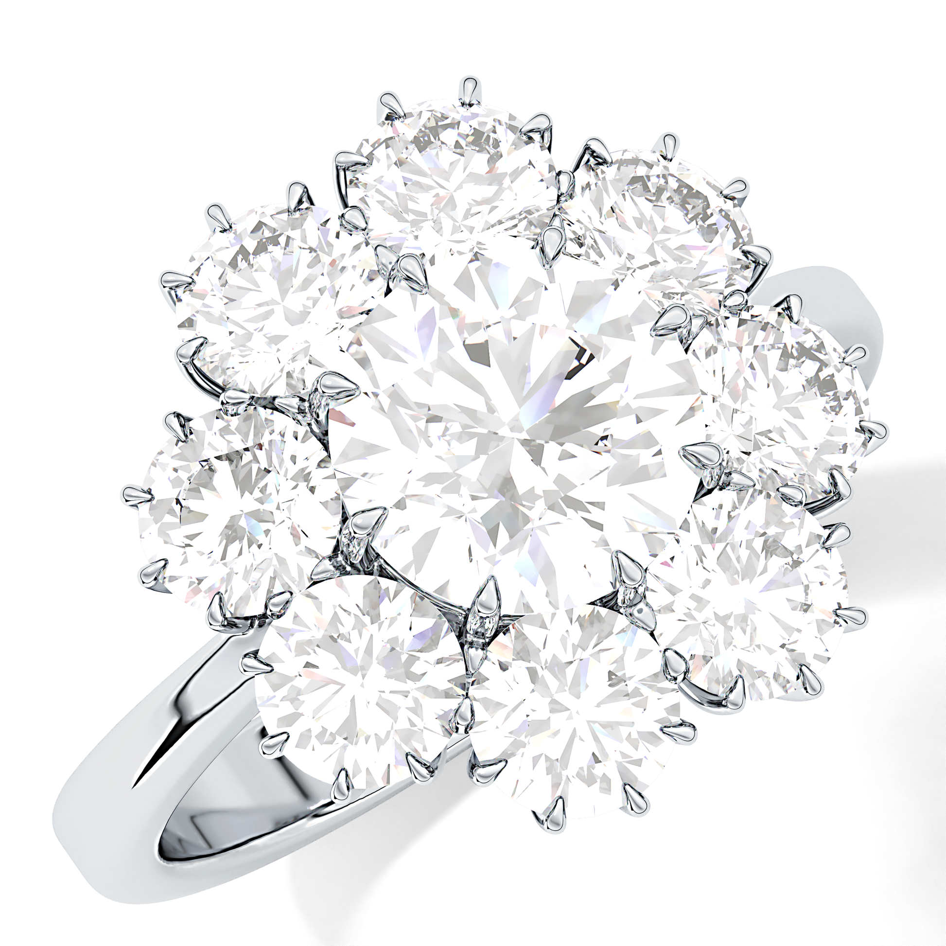 Round Cluster Lab Grown Diamond Engagement Ring