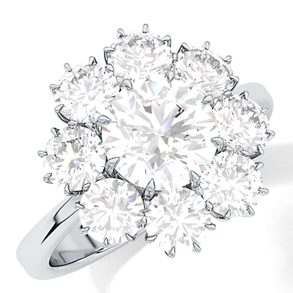 Round Cluster Lab Grown Diamond Engagement Ring