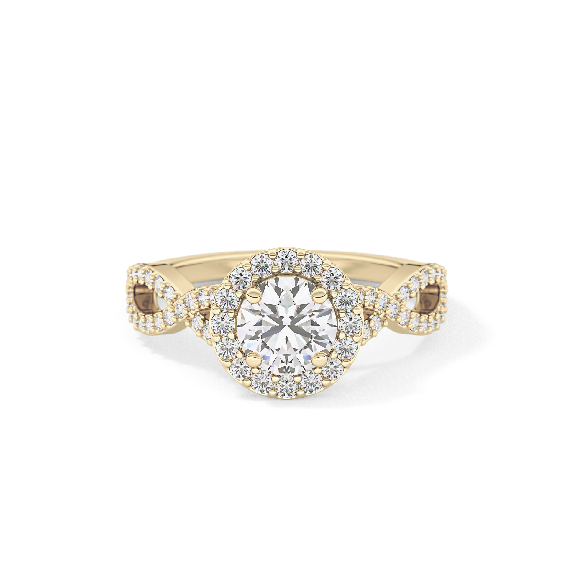 Round Halo & Twisted Pave Lab Grown Diamond Engagement Ring