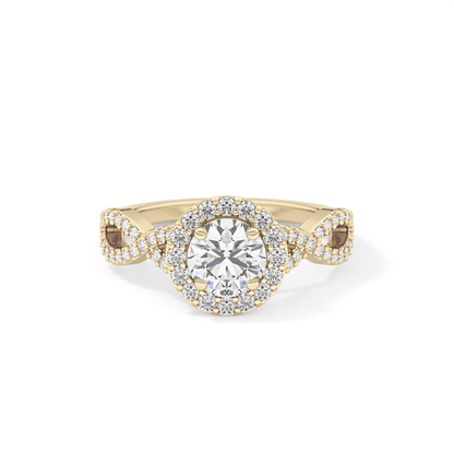 Round Halo & Twisted Pave Lab Grown Diamond Engagement Ring