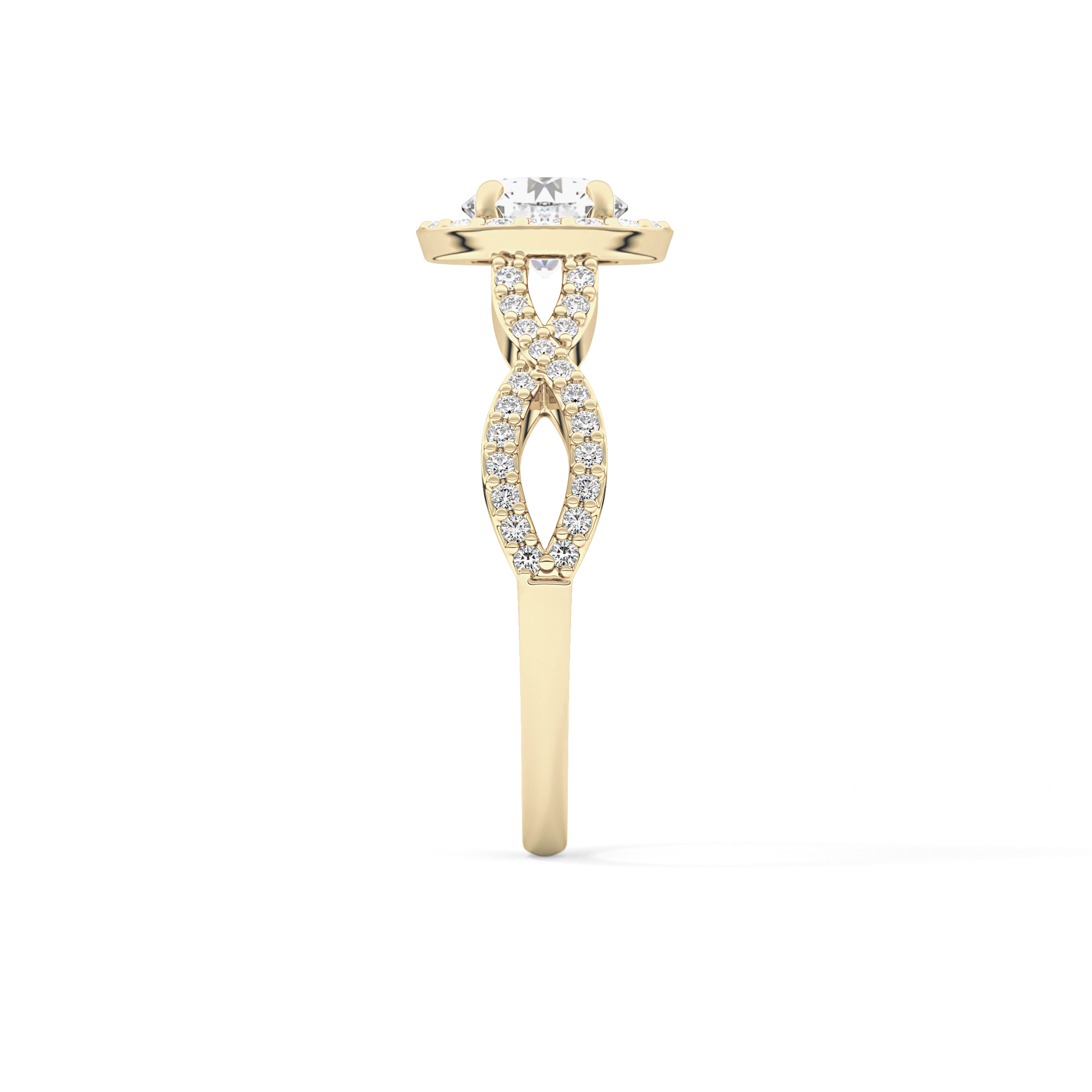 Round Halo & Twisted Pave Lab Grown Diamond Engagement Ring