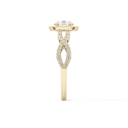 Round Halo & Twisted Pave Lab Grown Diamond Engagement Ring