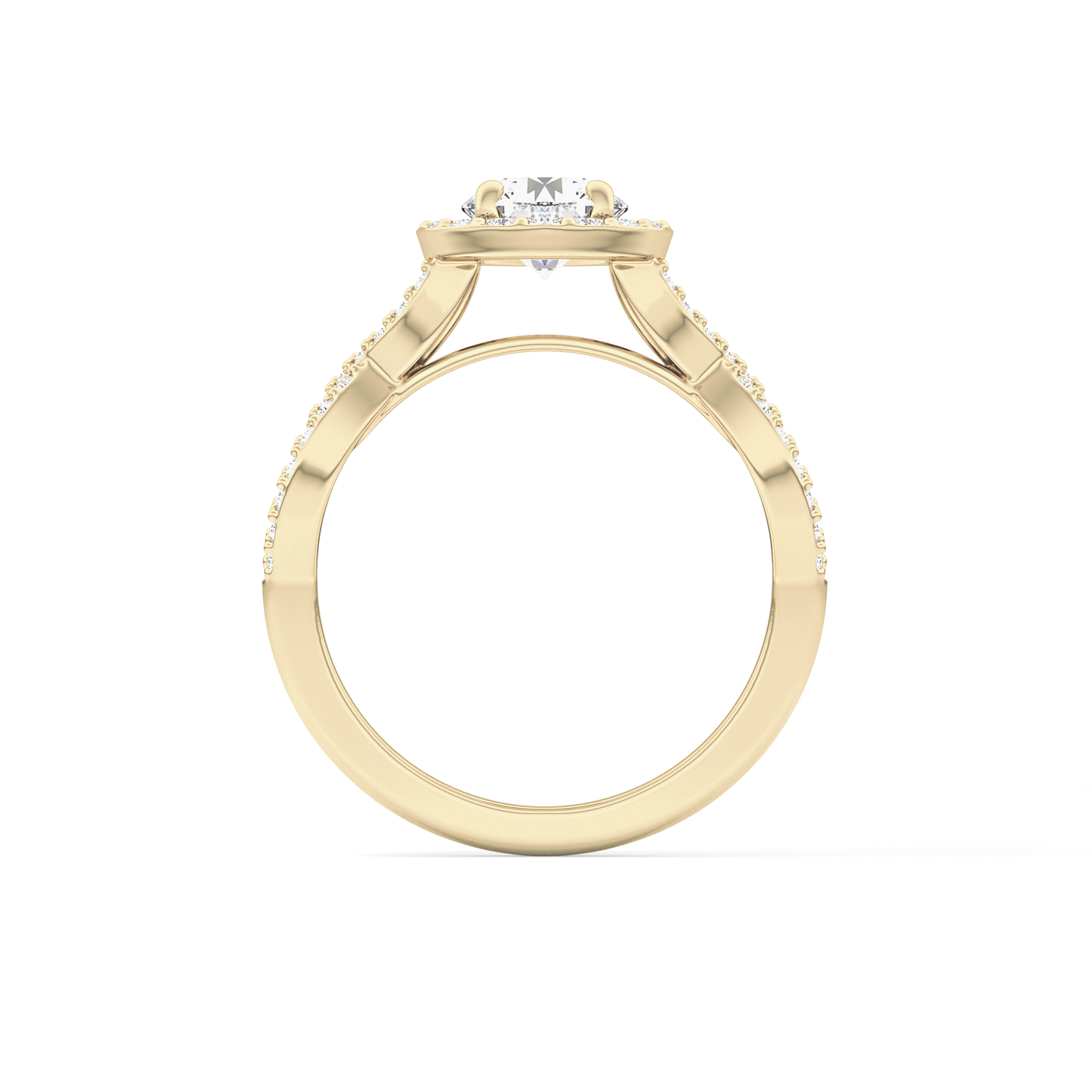 Round Halo & Twisted Pave Lab Grown Diamond Engagement Ring
