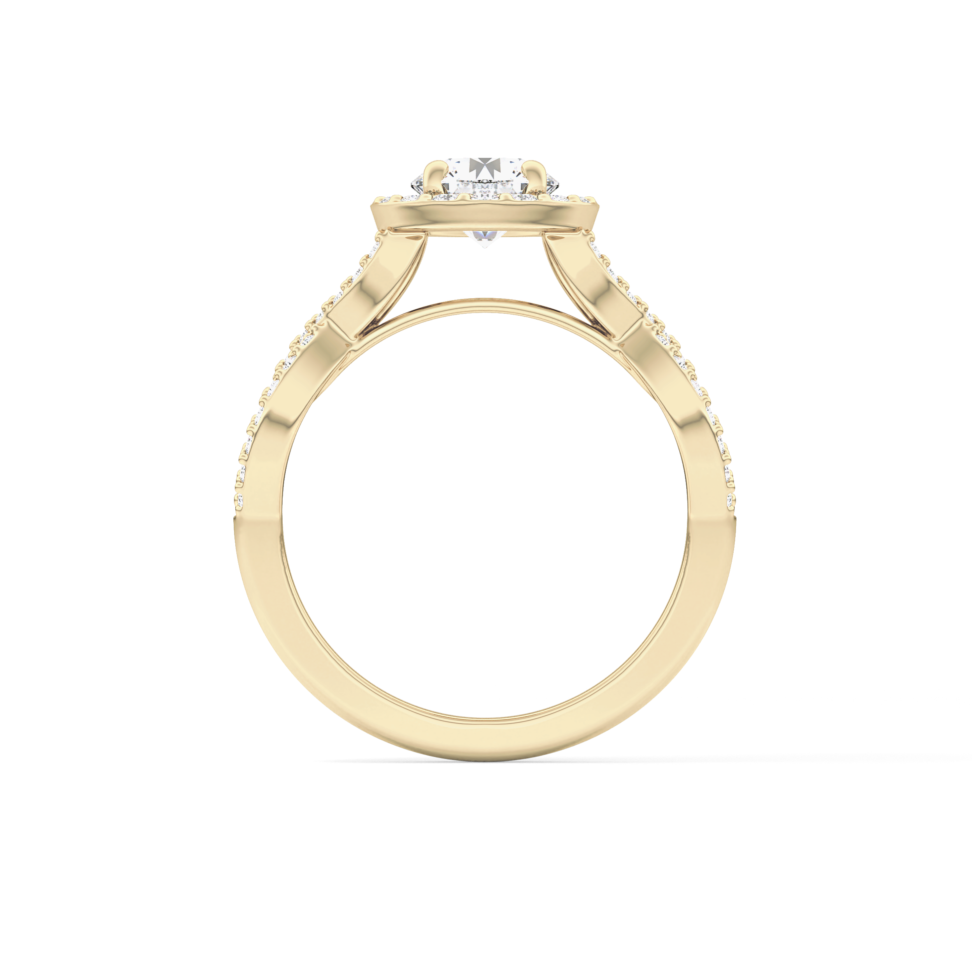 Round Halo & Twisted Pave Lab Grown Diamond Engagement Ring