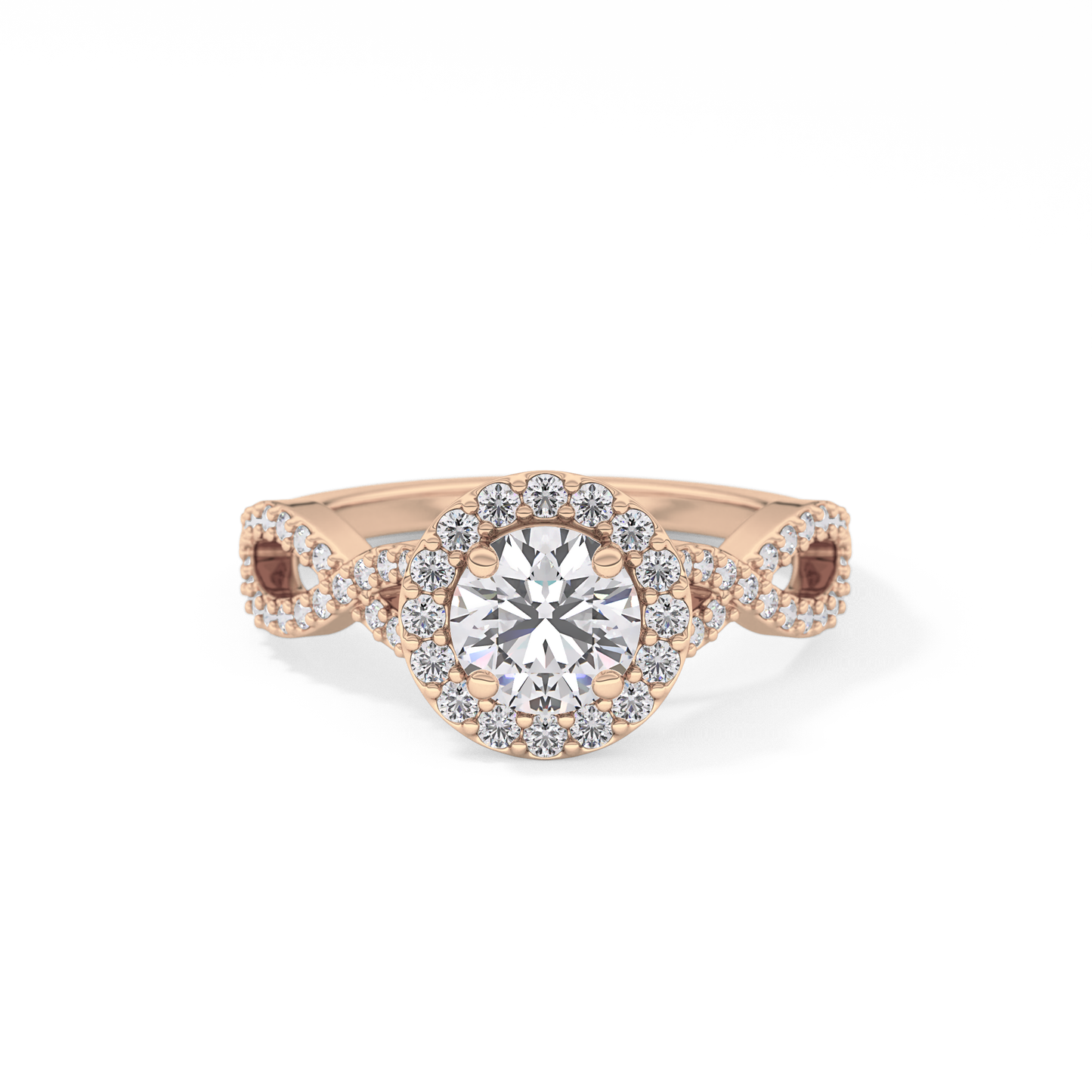 Round Halo & Twisted Pave Lab Grown Diamond Engagement Ring
