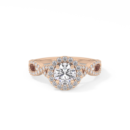 Round Halo & Twisted Pave Lab Grown Diamond Engagement Ring