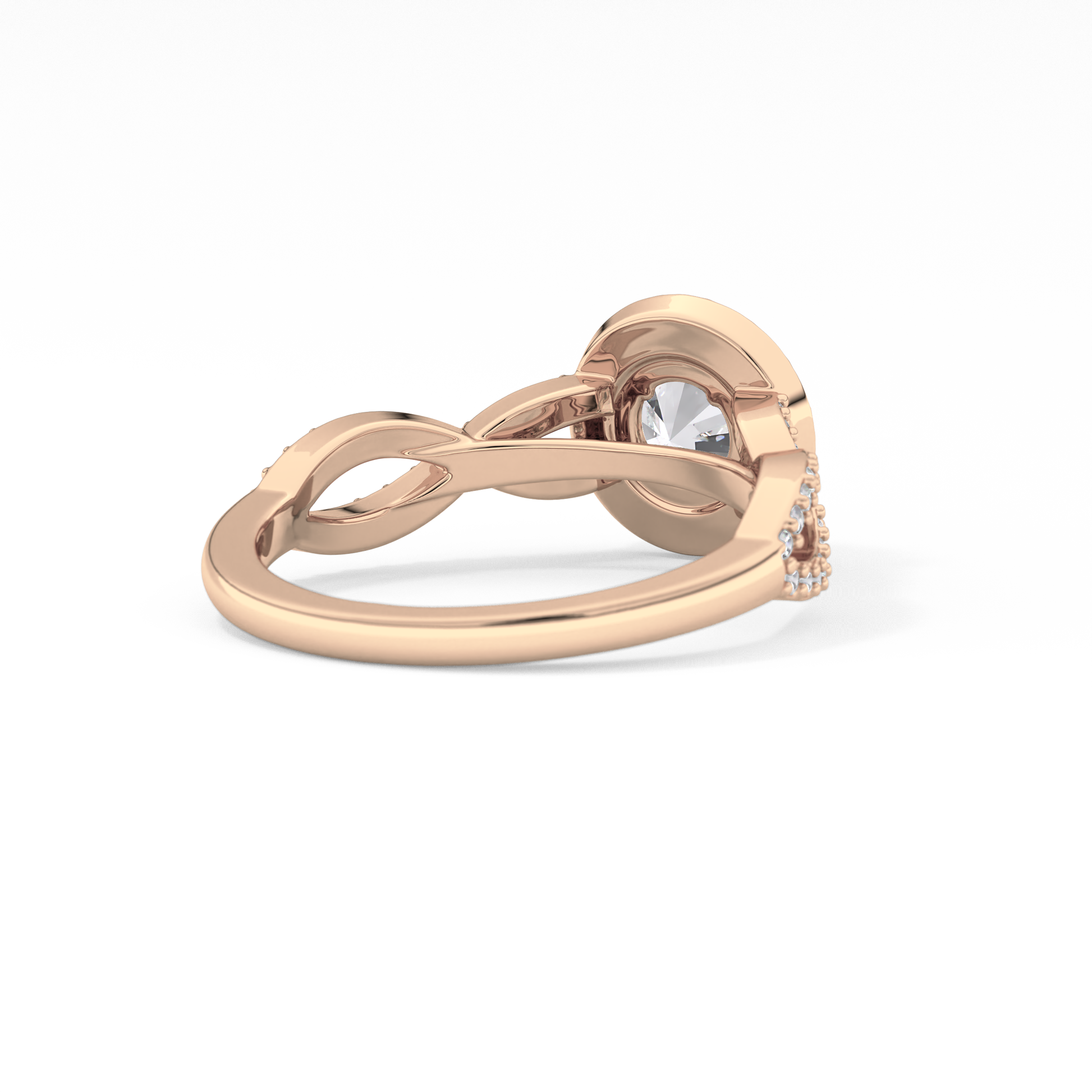 Round Halo & Twisted Pave Lab Grown Diamond Engagement Ring