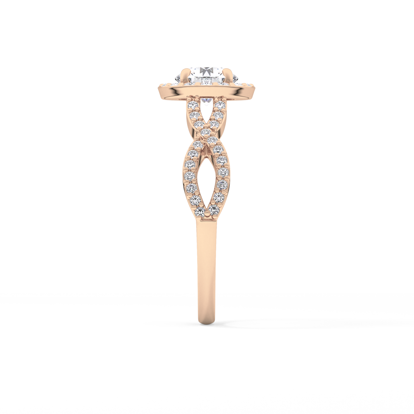 Round Halo & Twisted Pave Lab Grown Diamond Engagement Ring