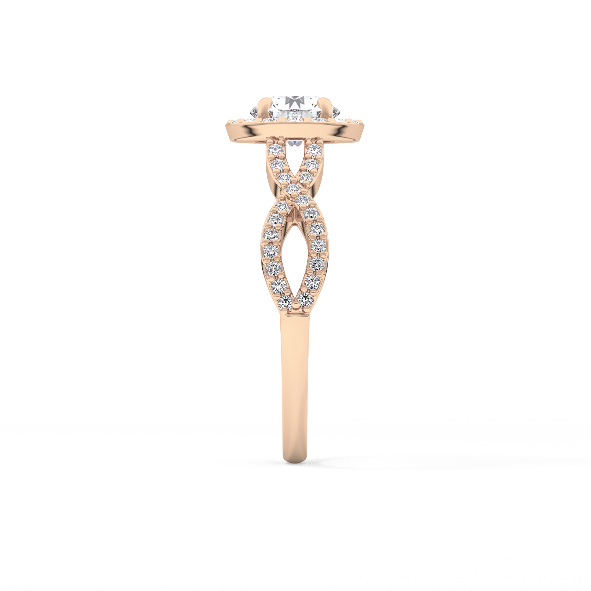 Round Halo & Twisted Pave Lab Grown Diamond Engagement Ring