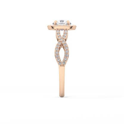 Round Halo & Twisted Pave Lab Grown Diamond Engagement Ring