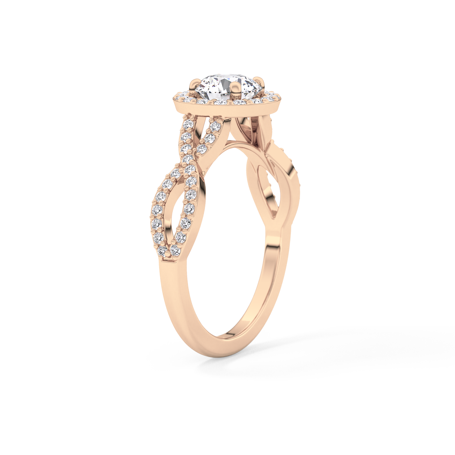 Round Halo & Twisted Pave Lab Grown Diamond Engagement Ring