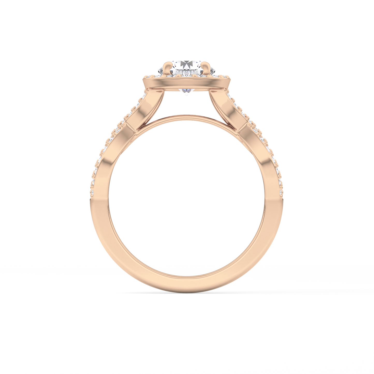 Round Halo & Twisted Pave Lab Grown Diamond Engagement Ring