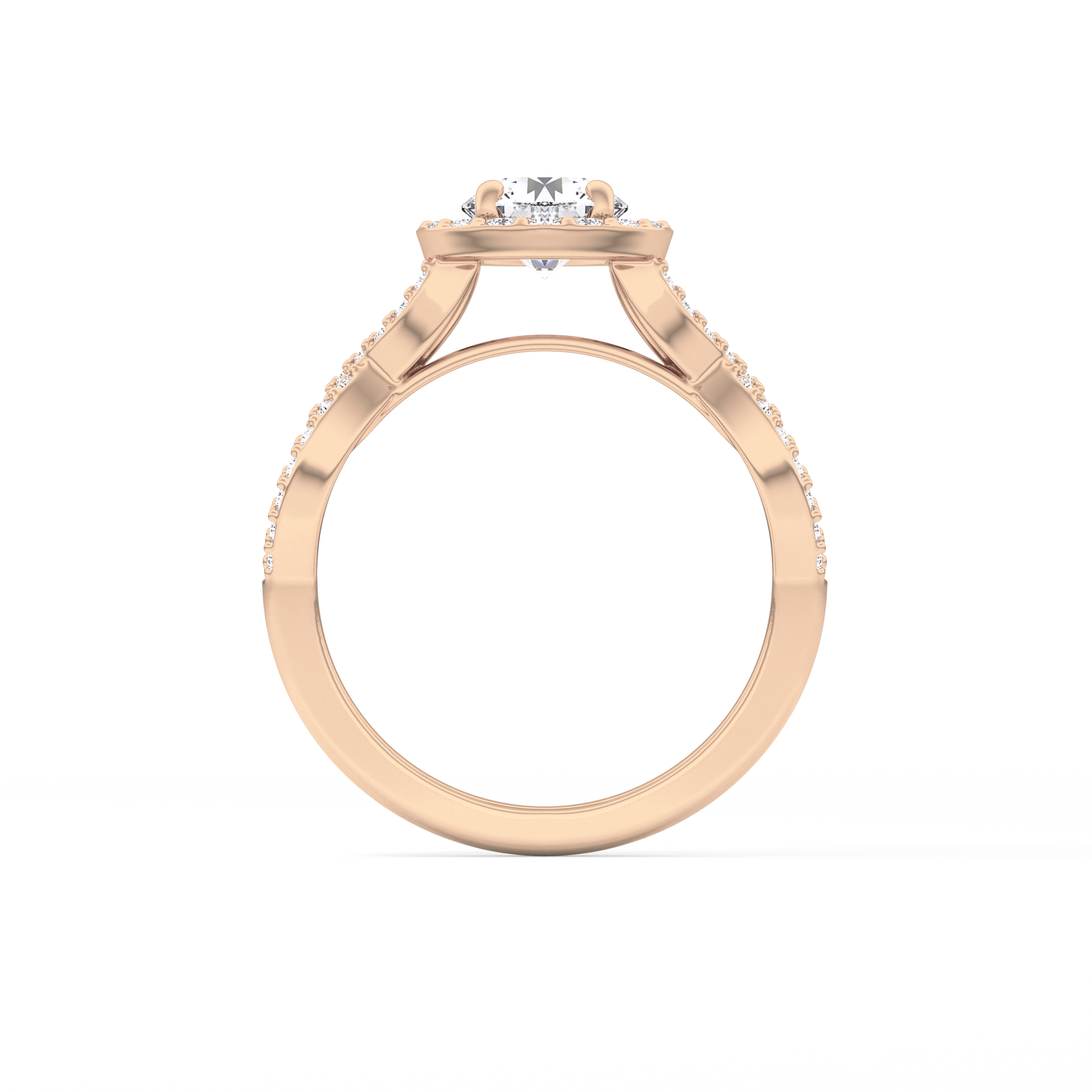 Round Halo & Twisted Pave Lab Grown Diamond Engagement Ring