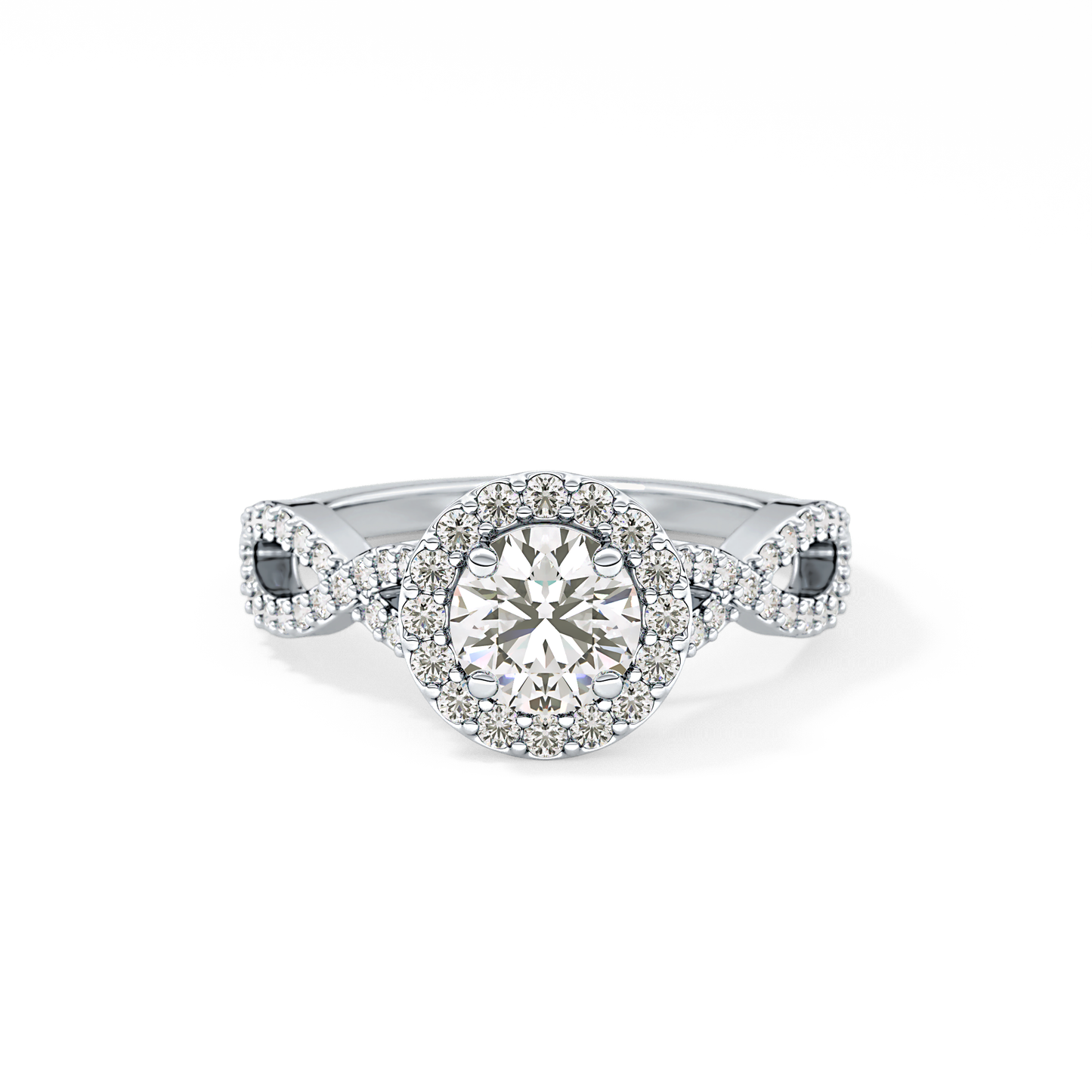 Round Halo & Twisted Pave Lab Grown Diamond Engagement Ring