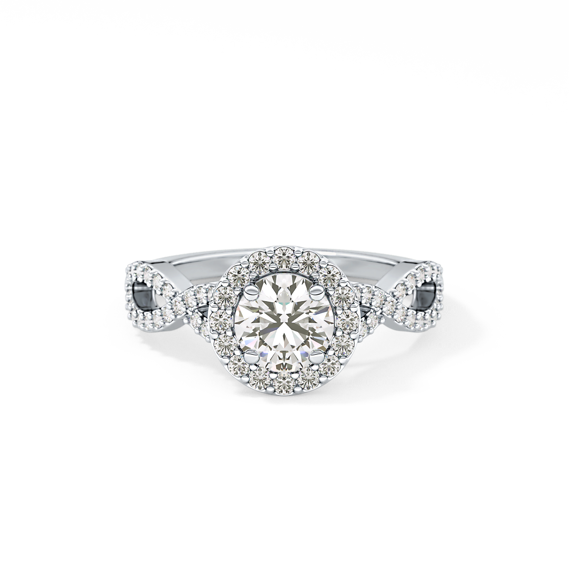 Round Halo & Twisted Pave Lab Grown Diamond Engagement Ring