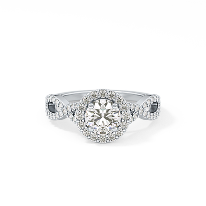 Round Halo & Twisted Pave Lab Grown Diamond Engagement Ring