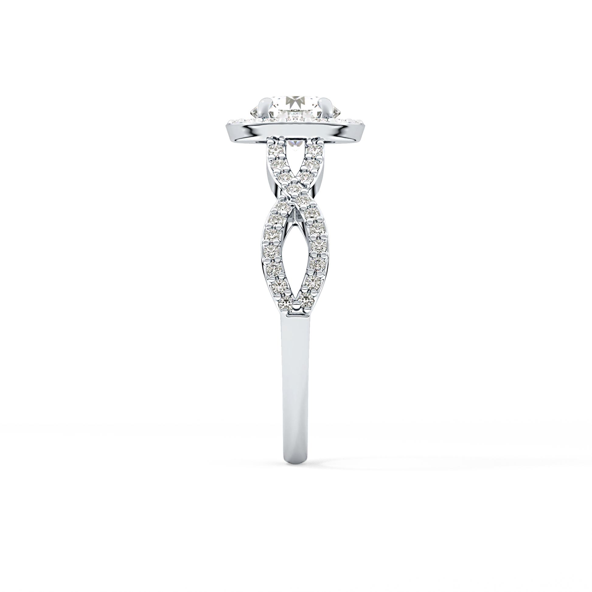 Round Halo & Twisted Pave Lab Grown Diamond Engagement Ring