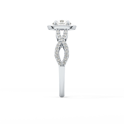 Round Halo & Twisted Pave Lab Grown Diamond Engagement Ring
