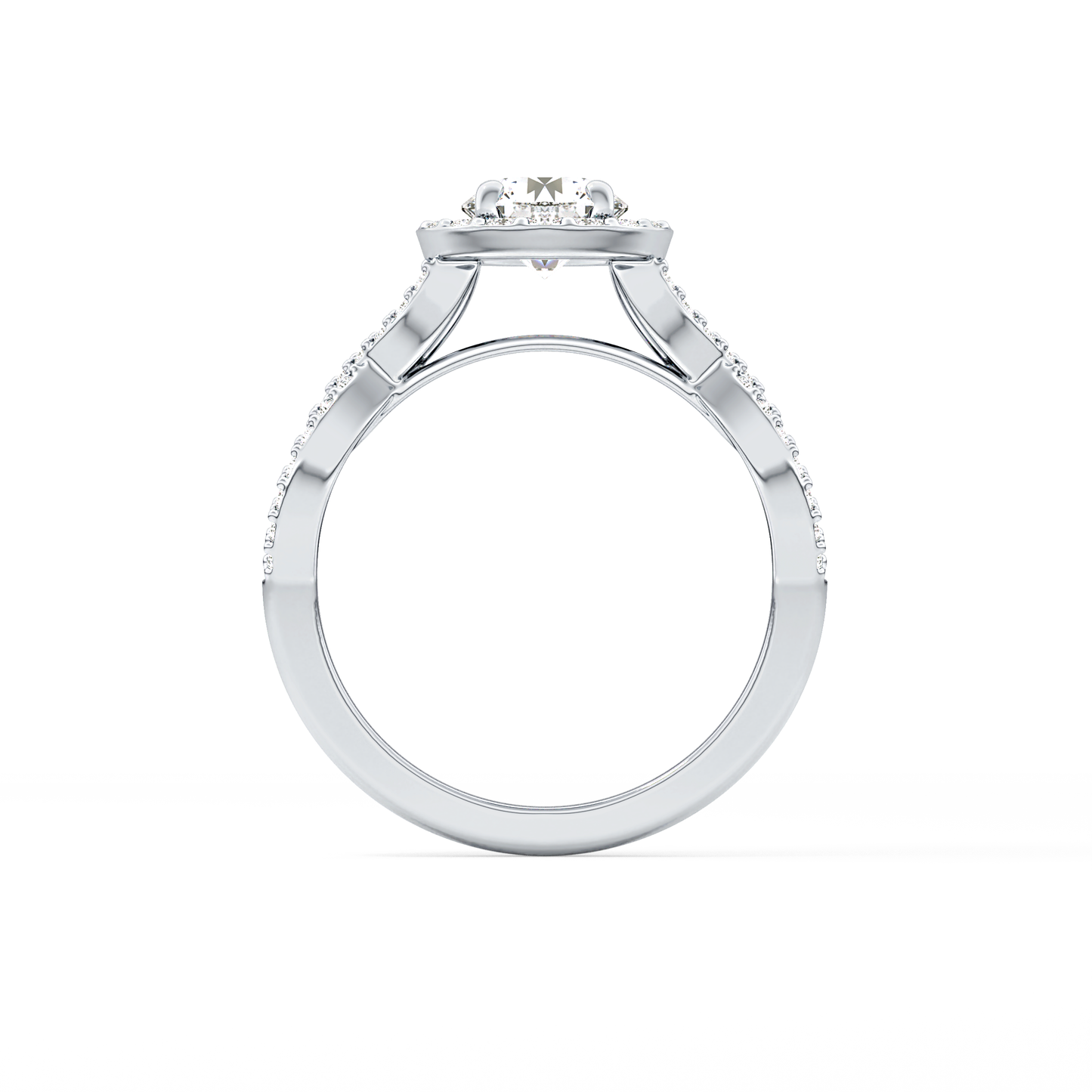 Round Halo & Twisted Pave Lab Grown Diamond Engagement Ring