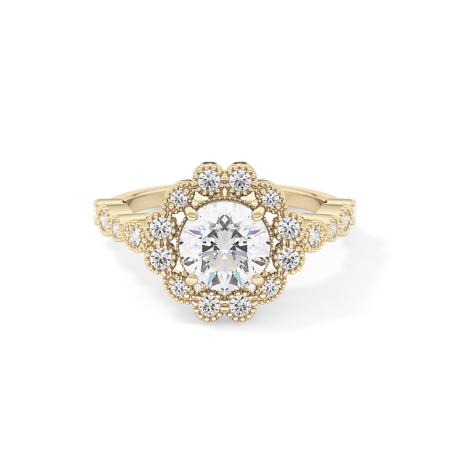 Round Halo & Pave Lab Grown Diamond Engagement Ring