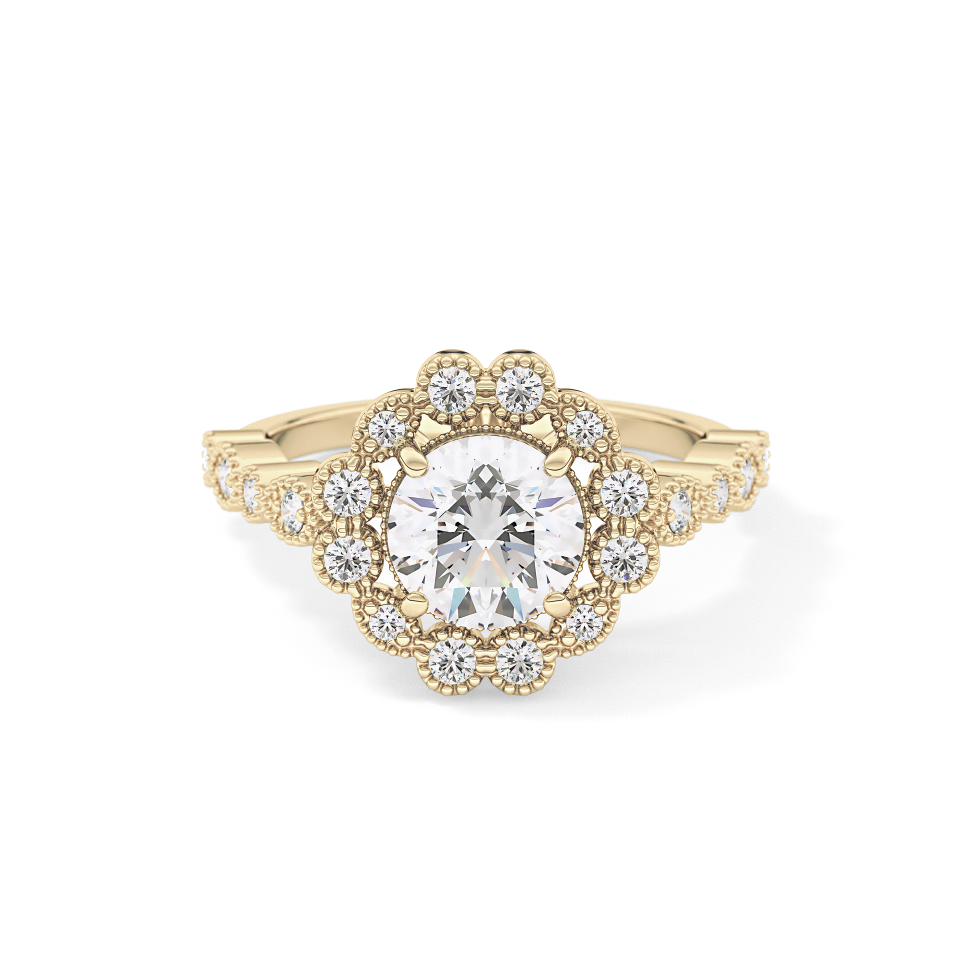 Round Halo & Pave Lab Grown Diamond Engagement Ring