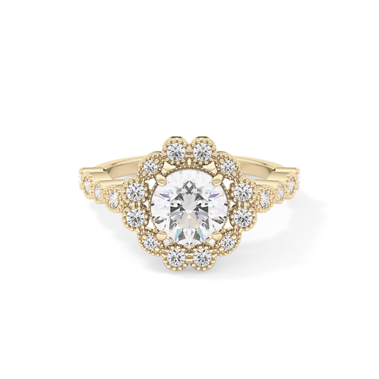 Round Halo & Pave Lab Grown Diamond Engagement Ring