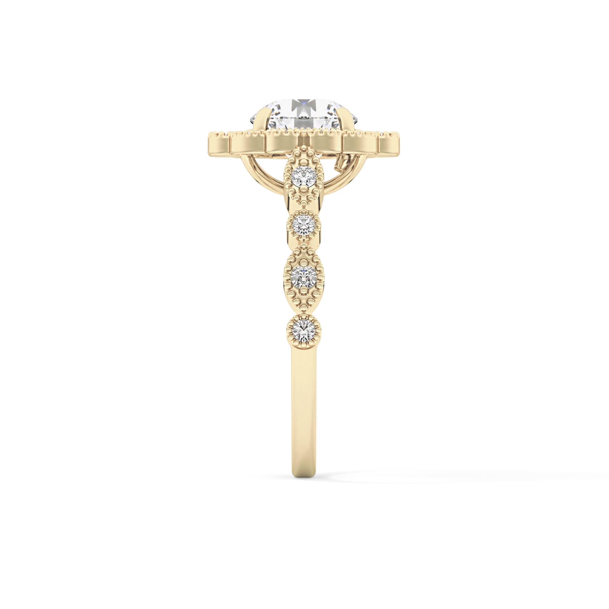 Round Halo & Pave Lab Grown Diamond Engagement Ring