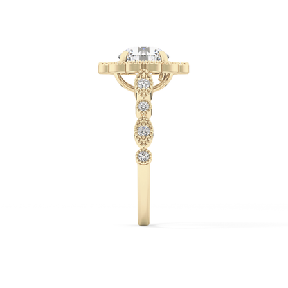 Round Halo & Pave Lab Grown Diamond Engagement Ring