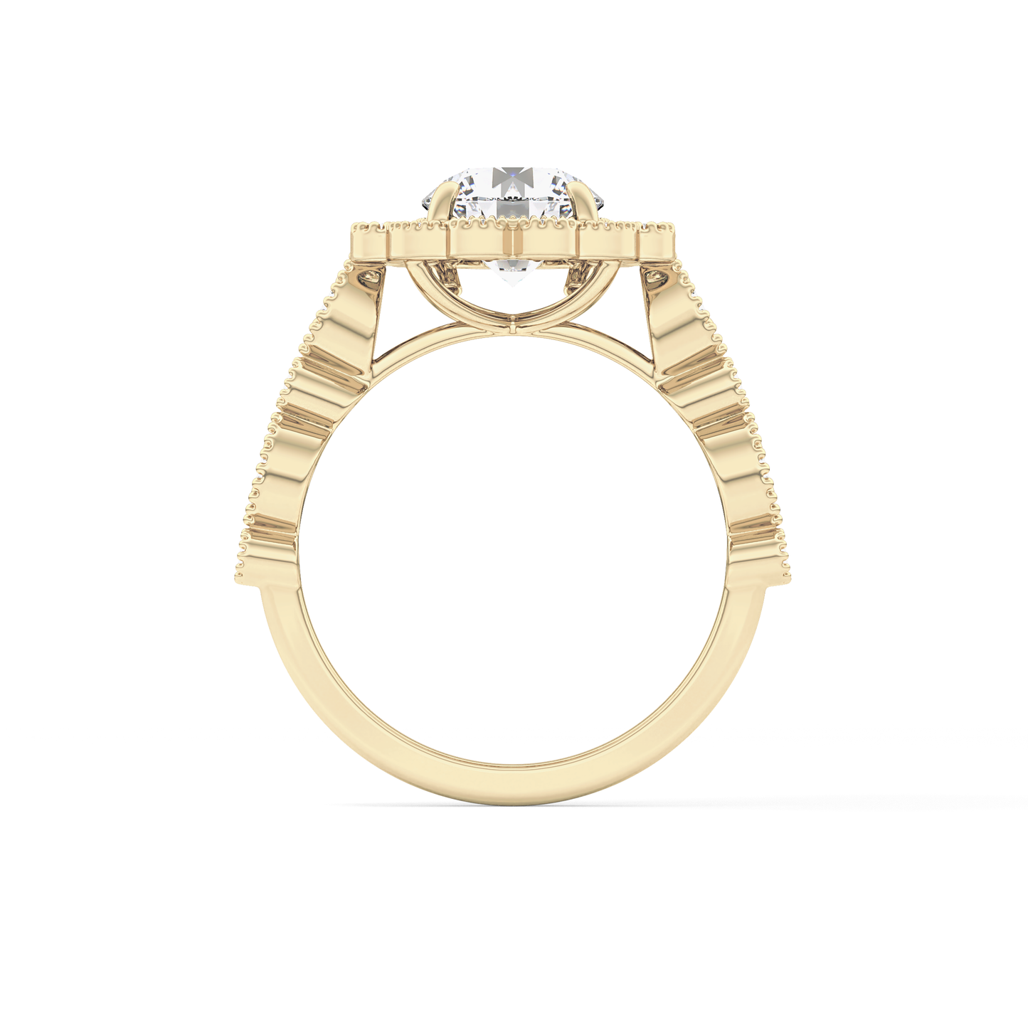 Round Halo & Pave Lab Grown Diamond Engagement Ring