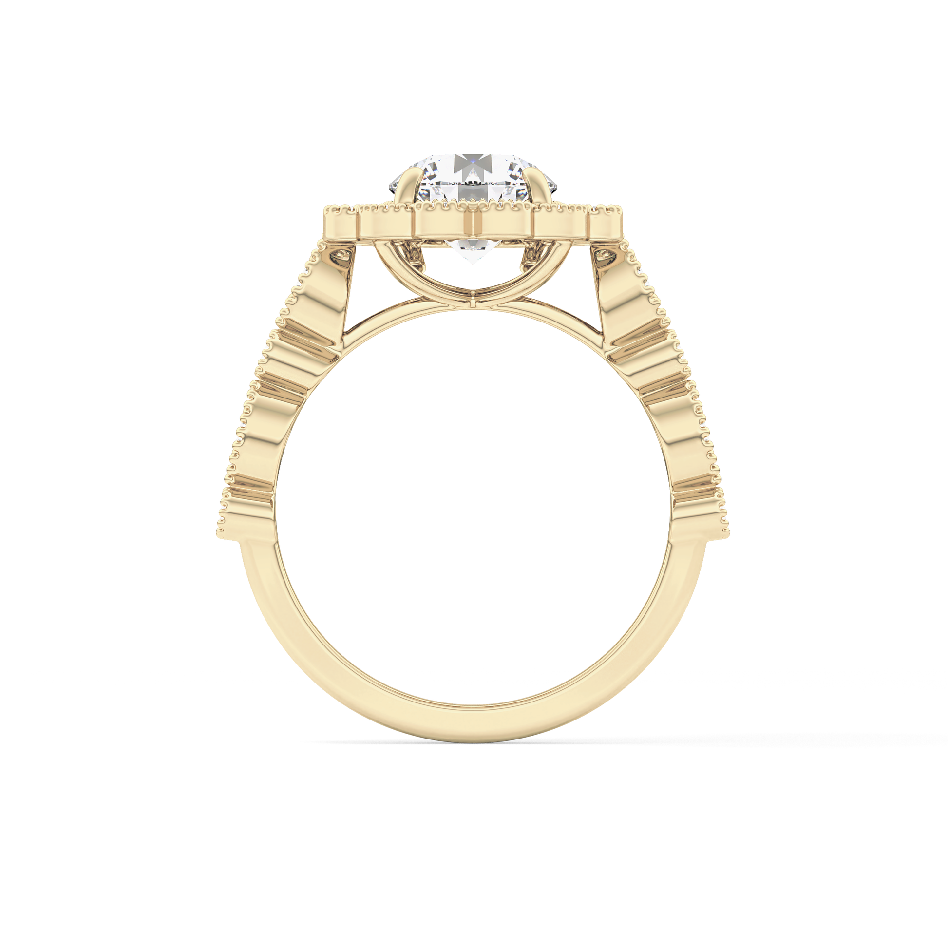 Round Halo & Pave Lab Grown Diamond Engagement Ring