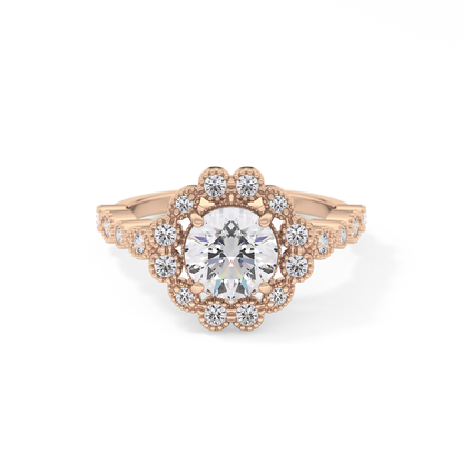 Round Halo & Pave Lab Grown Diamond Engagement Ring