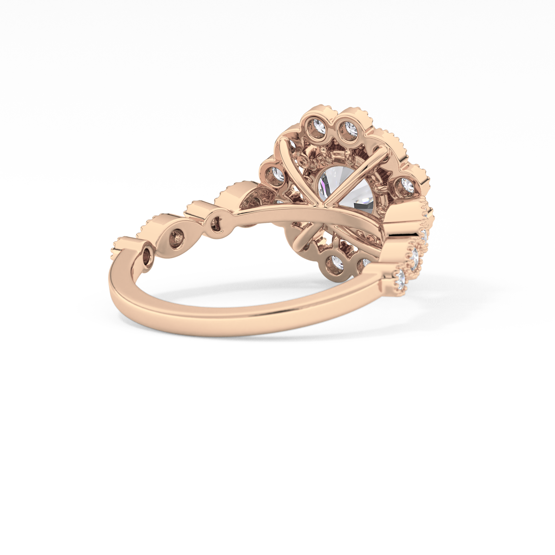 Round Halo & Pave Lab Grown Diamond Engagement Ring