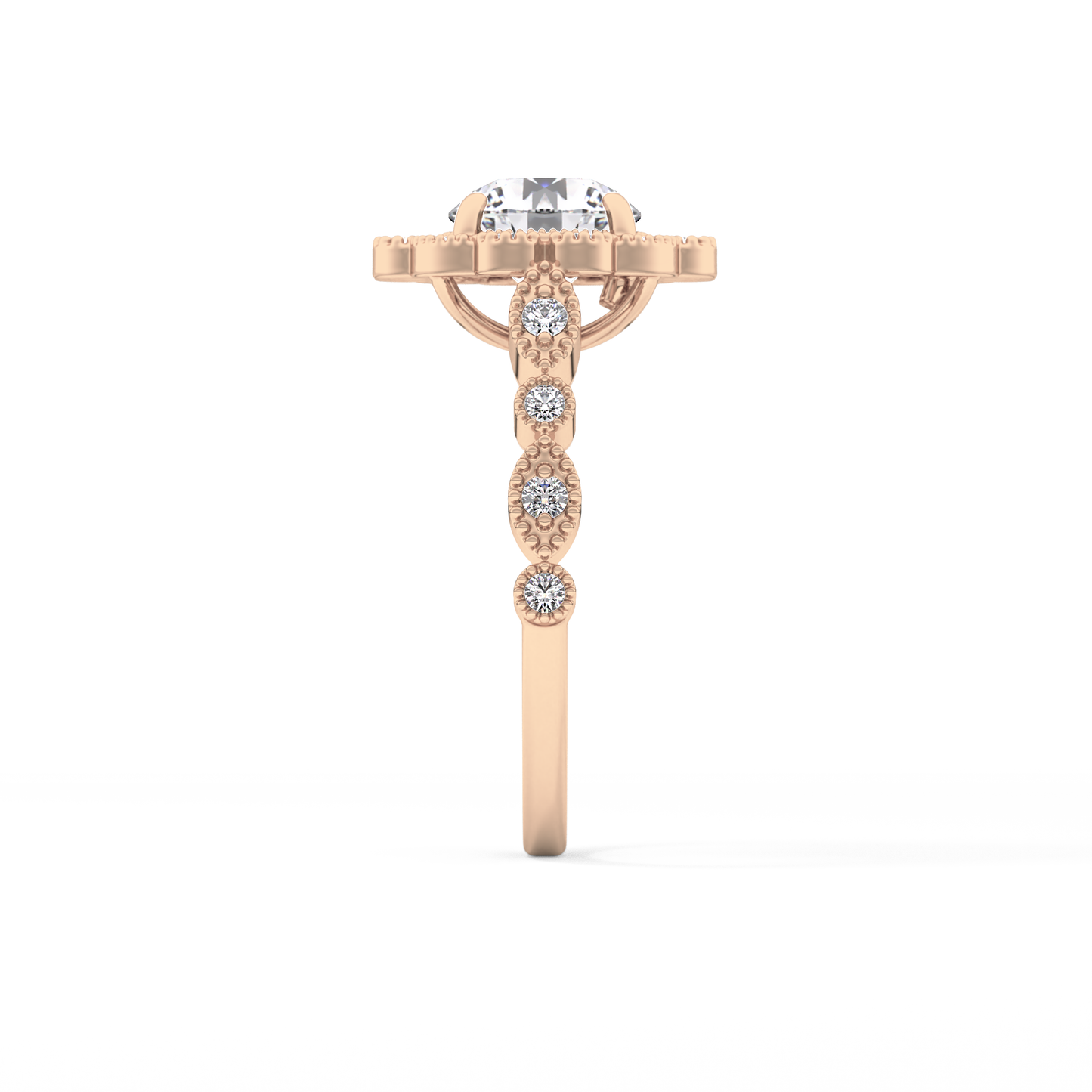Round Halo & Pave Lab Grown Diamond Engagement Ring