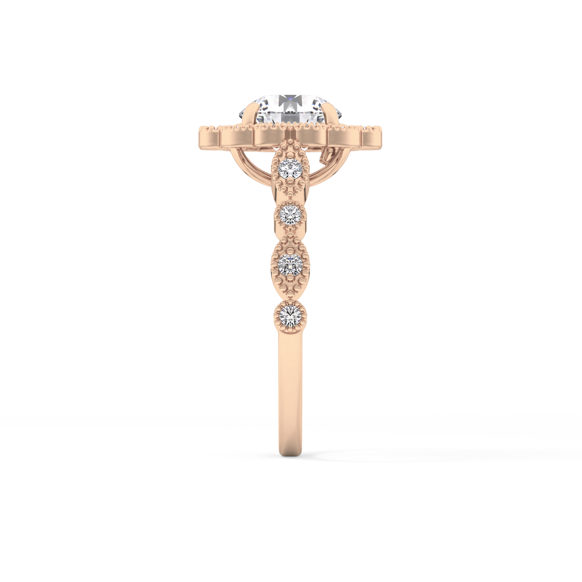 Round Halo & Pave Lab Grown Diamond Engagement Ring