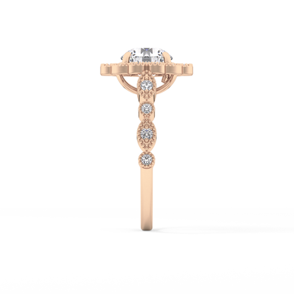 Round Halo & Pave Lab Grown Diamond Engagement Ring