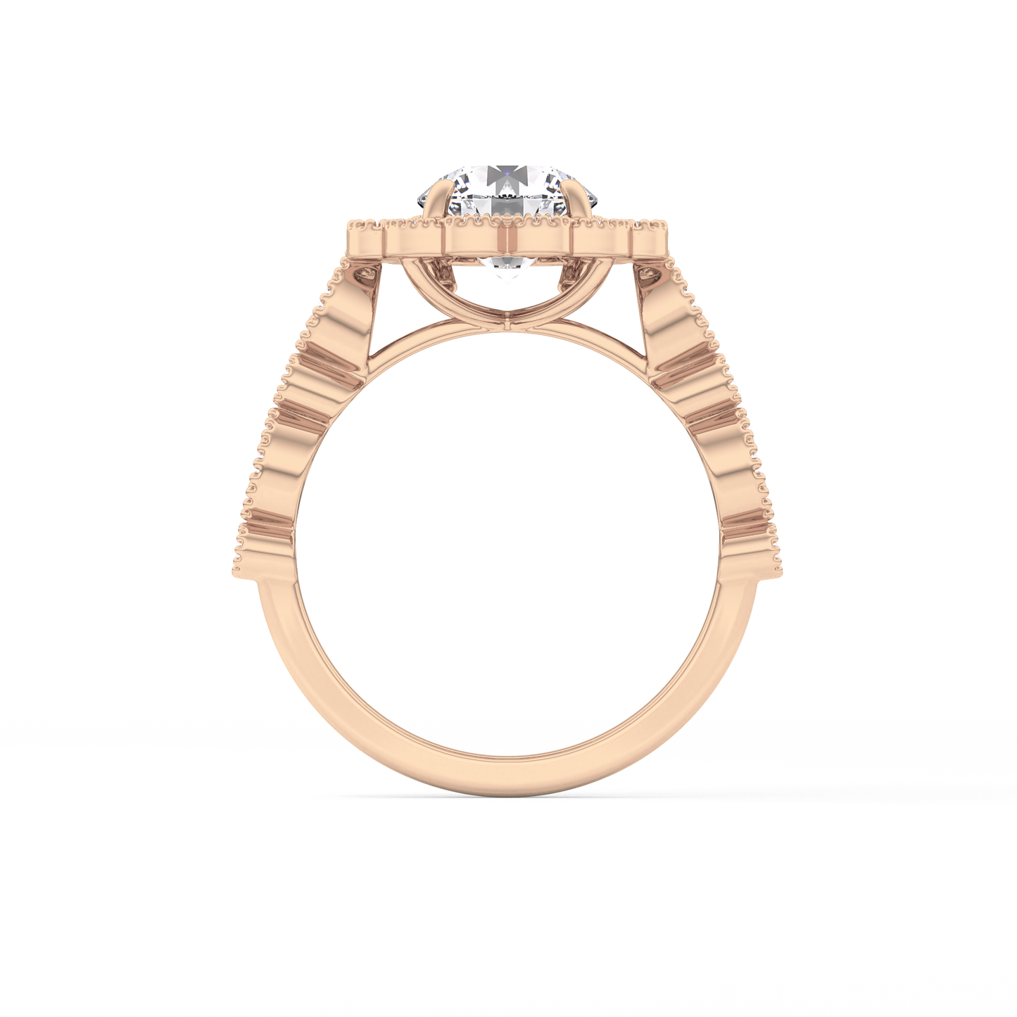 Round Halo & Pave Lab Grown Diamond Engagement Ring