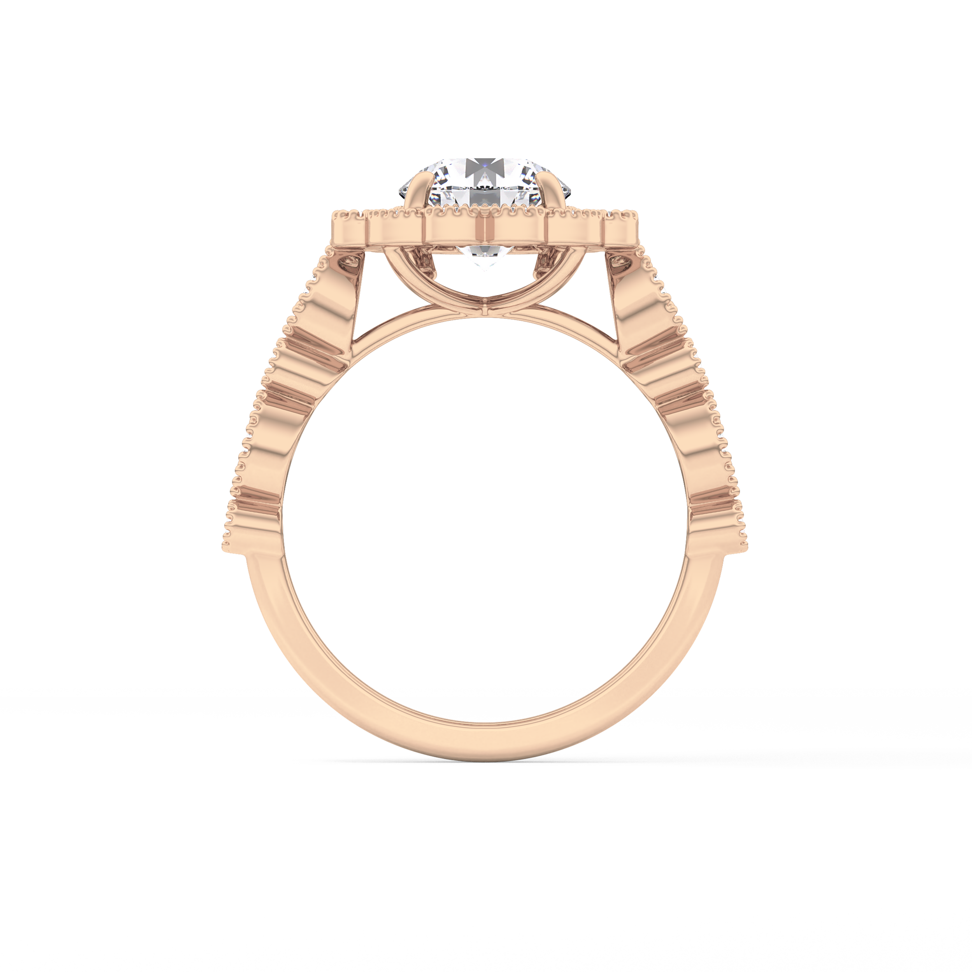 Round Halo & Pave Lab Grown Diamond Engagement Ring