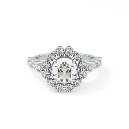 Round Halo & Pave Lab Grown Diamond Engagement Ring