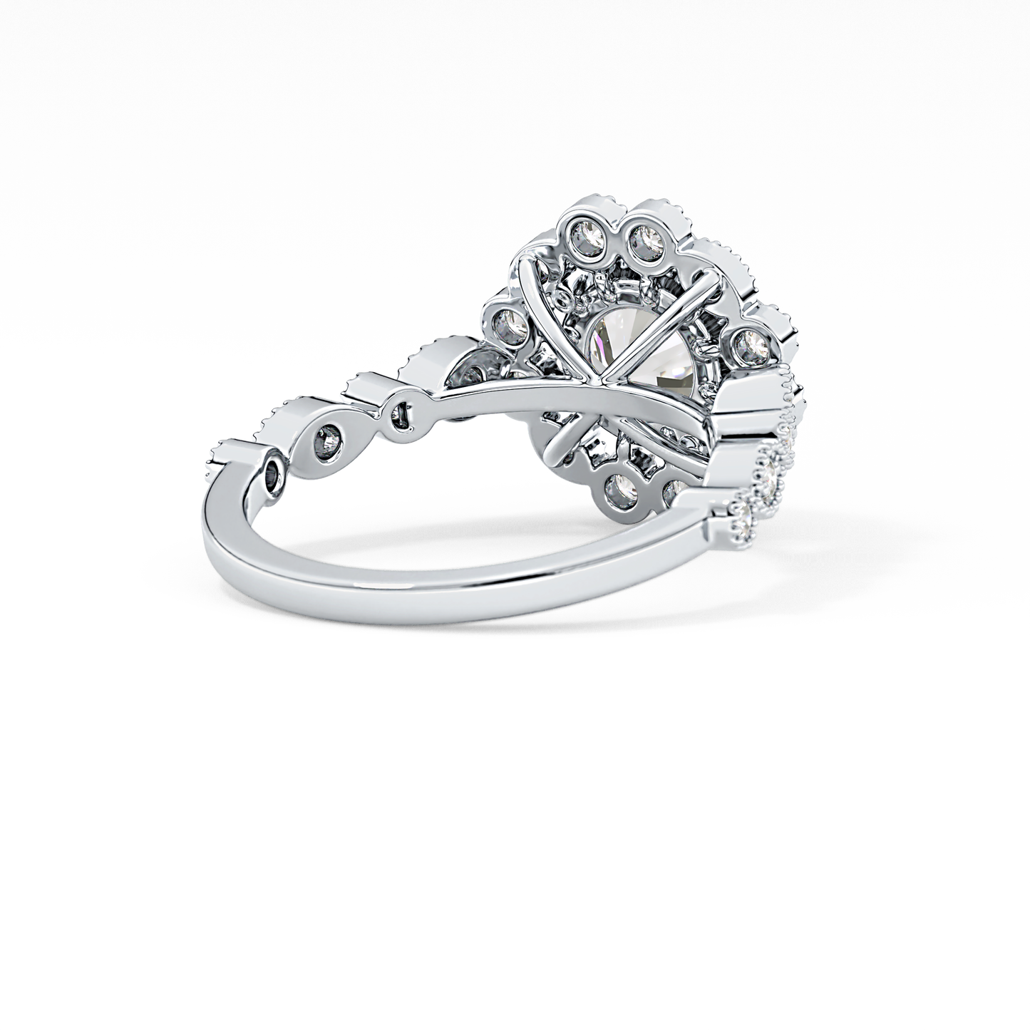 Round Halo & Pave Lab Grown Diamond Engagement Ring