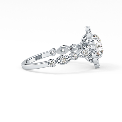 Round Halo & Pave Lab Grown Diamond Engagement Ring