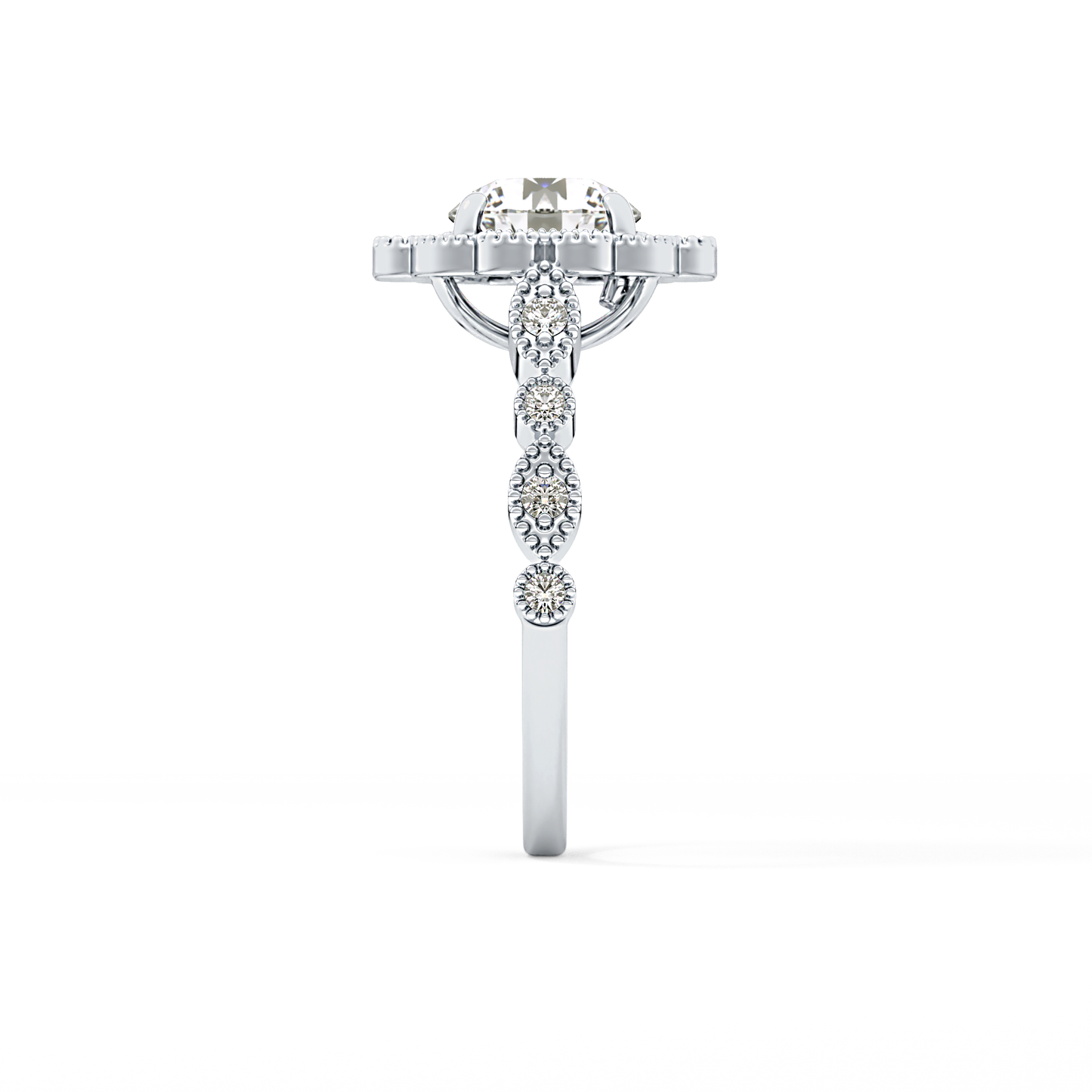 Round Halo & Pave Lab Grown Diamond Engagement Ring
