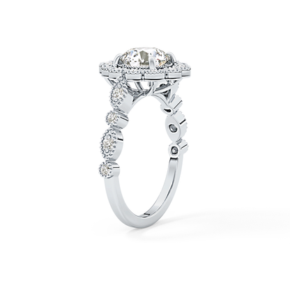 Round Halo & Pave Lab Grown Diamond Engagement Ring