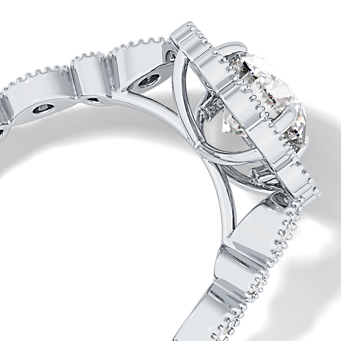 Round Halo & Pave Lab Grown Diamond Engagement Ring