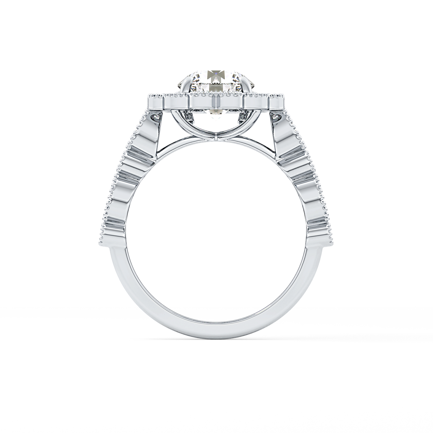 Round Halo & Pave Lab Grown Diamond Engagement Ring