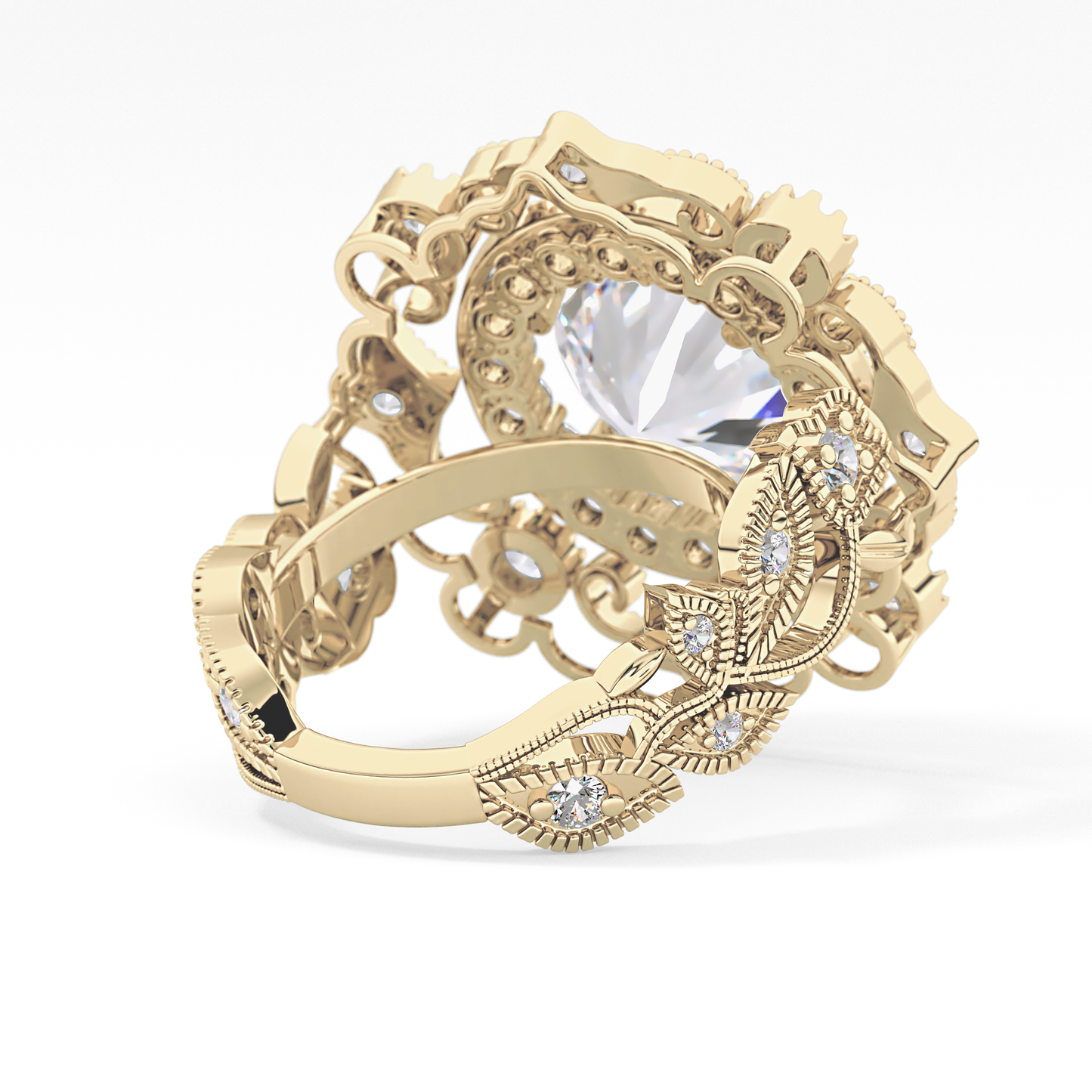 Round Vintage Cluster Lab Grown Diamond Engagement Ring