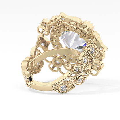 Round Vintage Cluster Lab Grown Diamond Engagement Ring