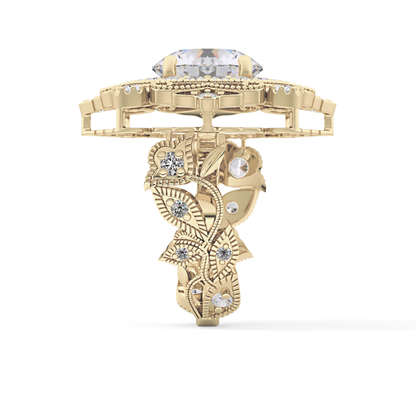 Round Vintage Cluster Lab Grown Diamond Engagement Ring