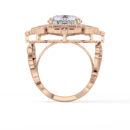 Round Vintage Cluster Lab Grown Diamond Engagement Ring