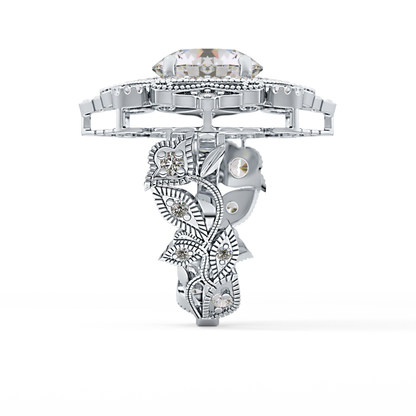 Round Vintage Cluster Lab Grown Diamond Engagement Ring