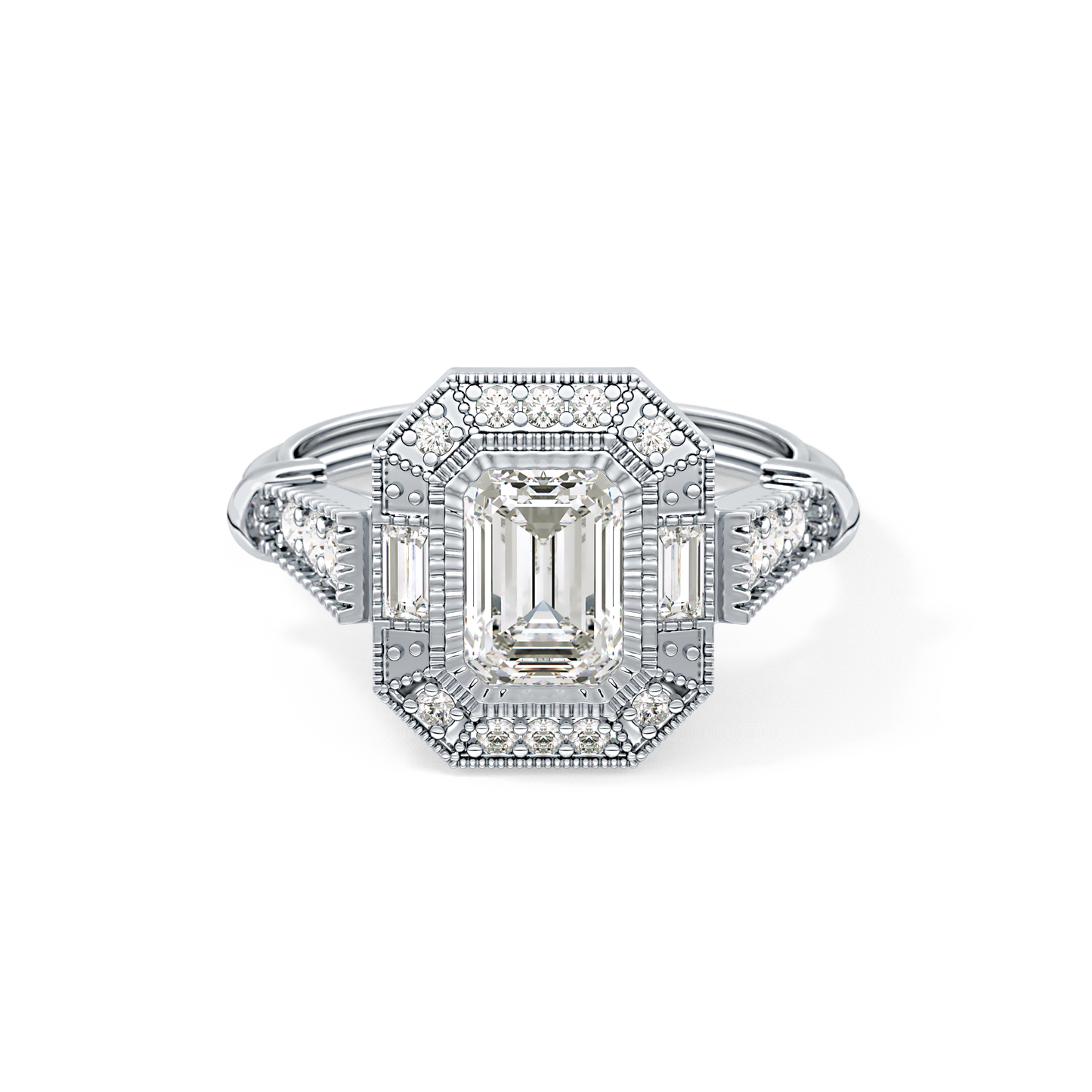 Emerald ClusterLab Grown Diamond Engagement Ring